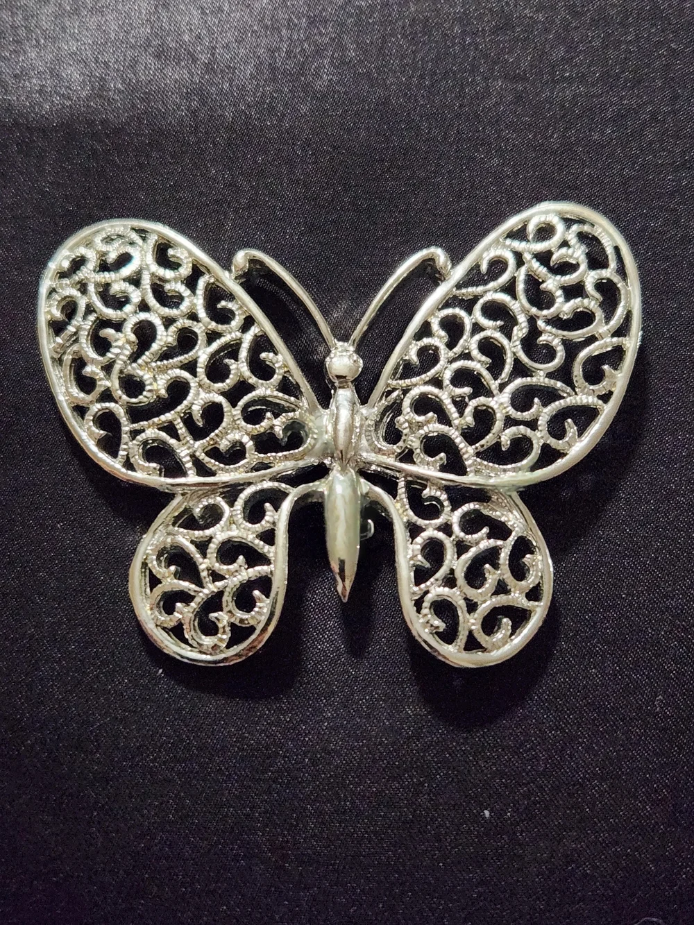 Vintage Gerry’s Silver Tone Openwork Filigree Butterfly Brooch Pin